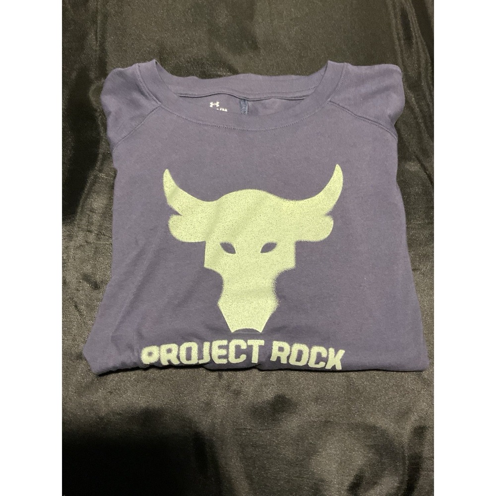 Under Armour Women's T-Shirt Size M Project Rock Dark Purple Short Sleeve